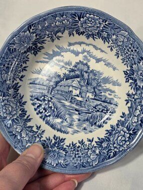 ONE Salem English Village Cereal Bowl Village Scene Blue & White Transferware